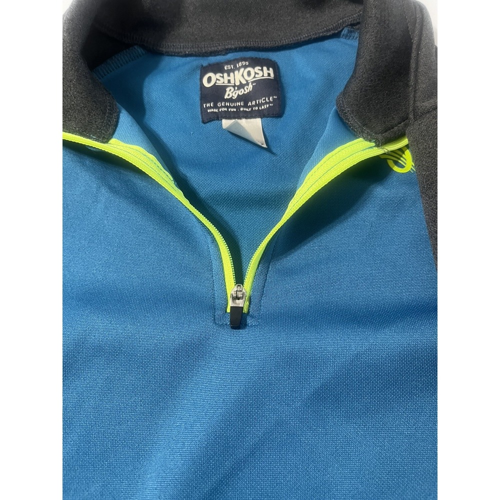 OshKosh Boys‎ Blue Gray Colorblock Quarter Zip Pullover Active Shirt Size 12